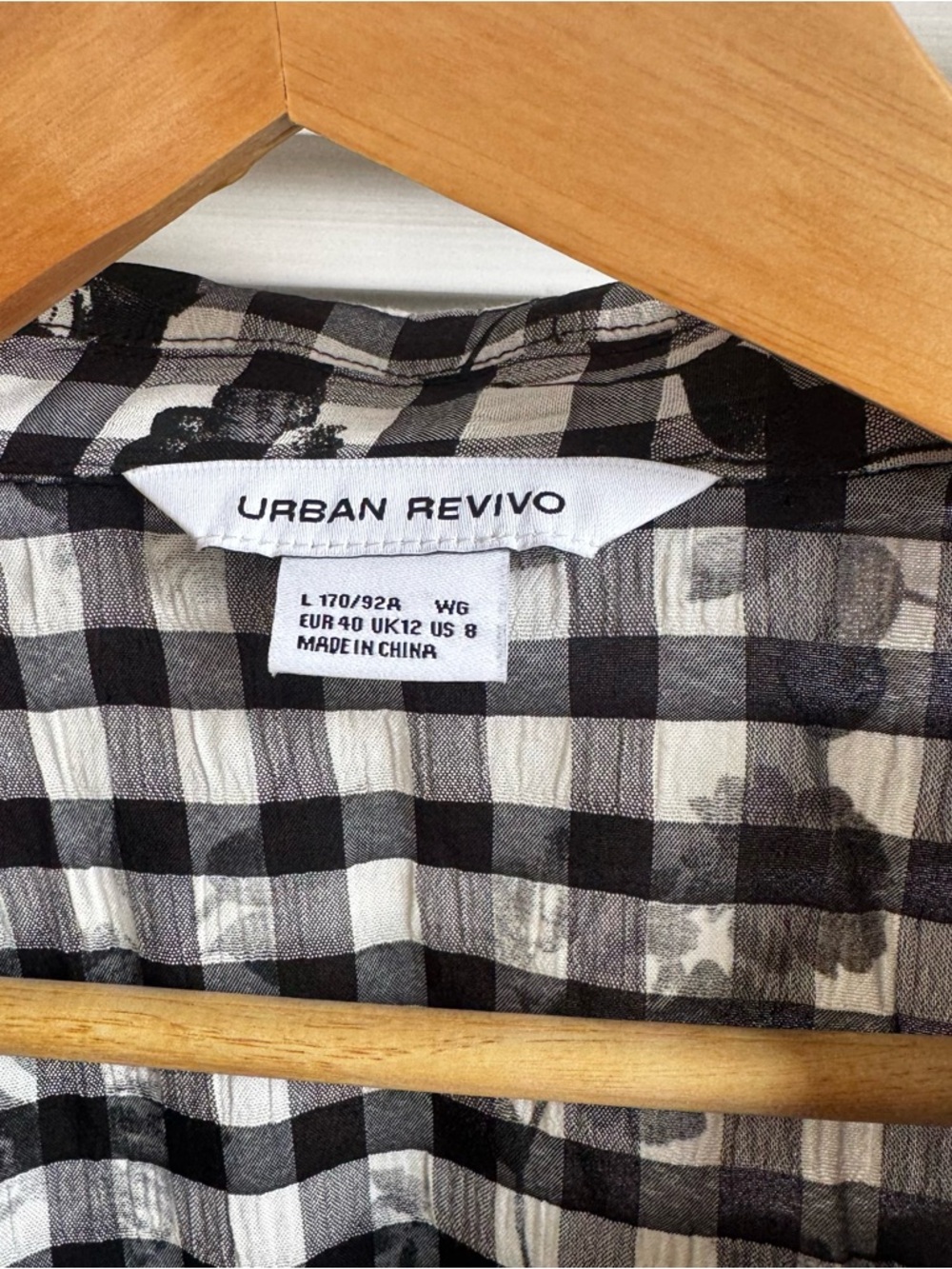 Floral Check V-Neck Puff Sleeve Crop Blouse Dark Academia Cottagecore Top L - Picture 4 of 4